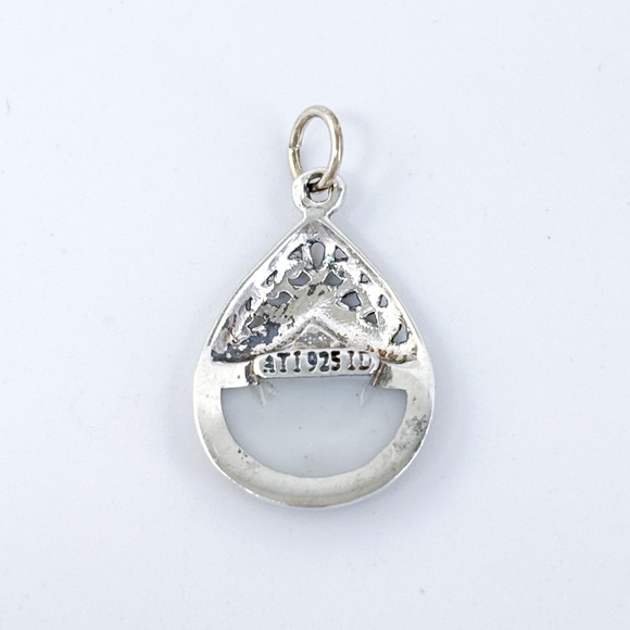 Vintage ATI Sterling Silver 925 Mother of Pearl Teardrop Pendant - Picture 4 of 6